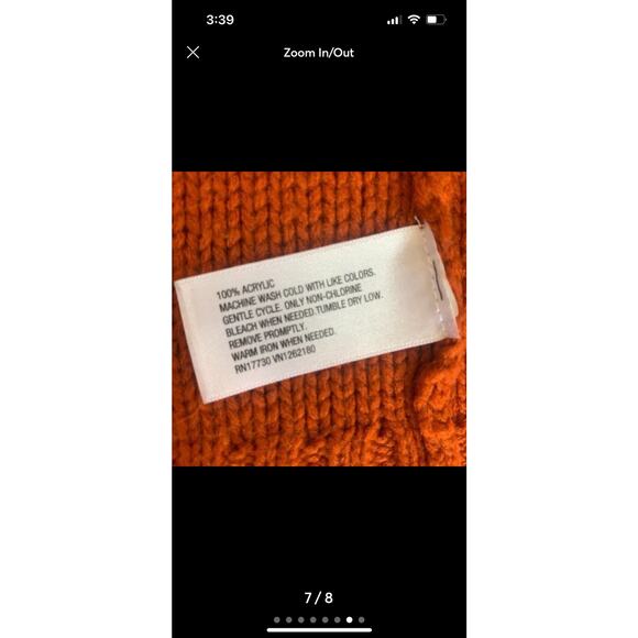 Orange Chunky Knit Open Front Cardigan Sweater Long Sleeve Textured Knit Medium - Picture 8 of 8